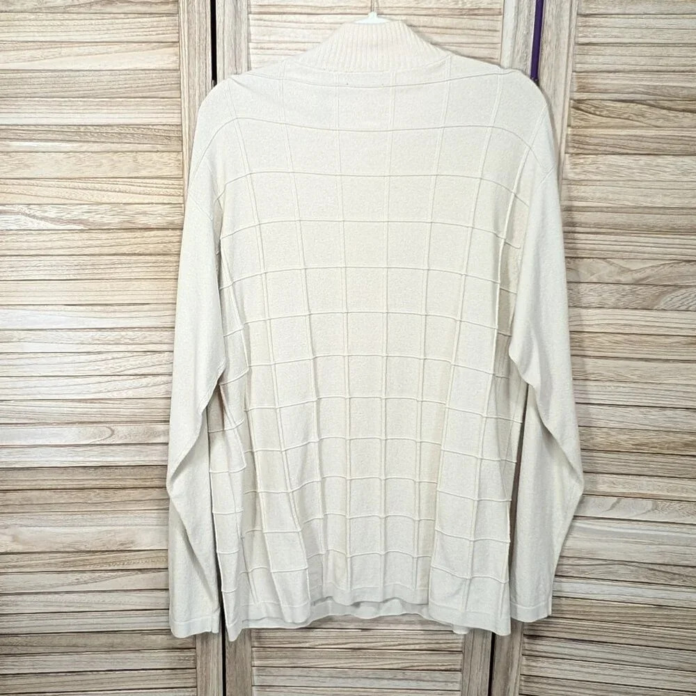 Claiborne Men's Sweater Cream Mock Neck Size XL